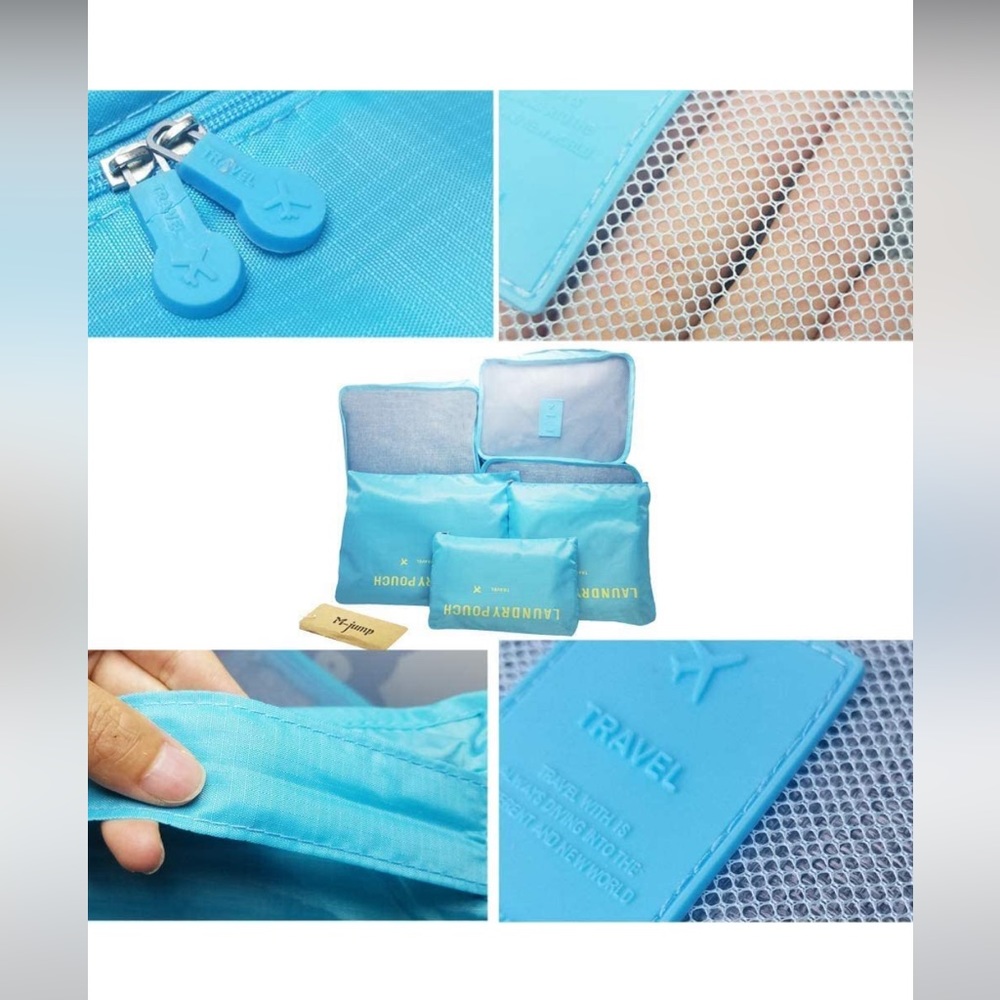 SIX piece organizer travel set luggage AQUA - Picture 4 of 5